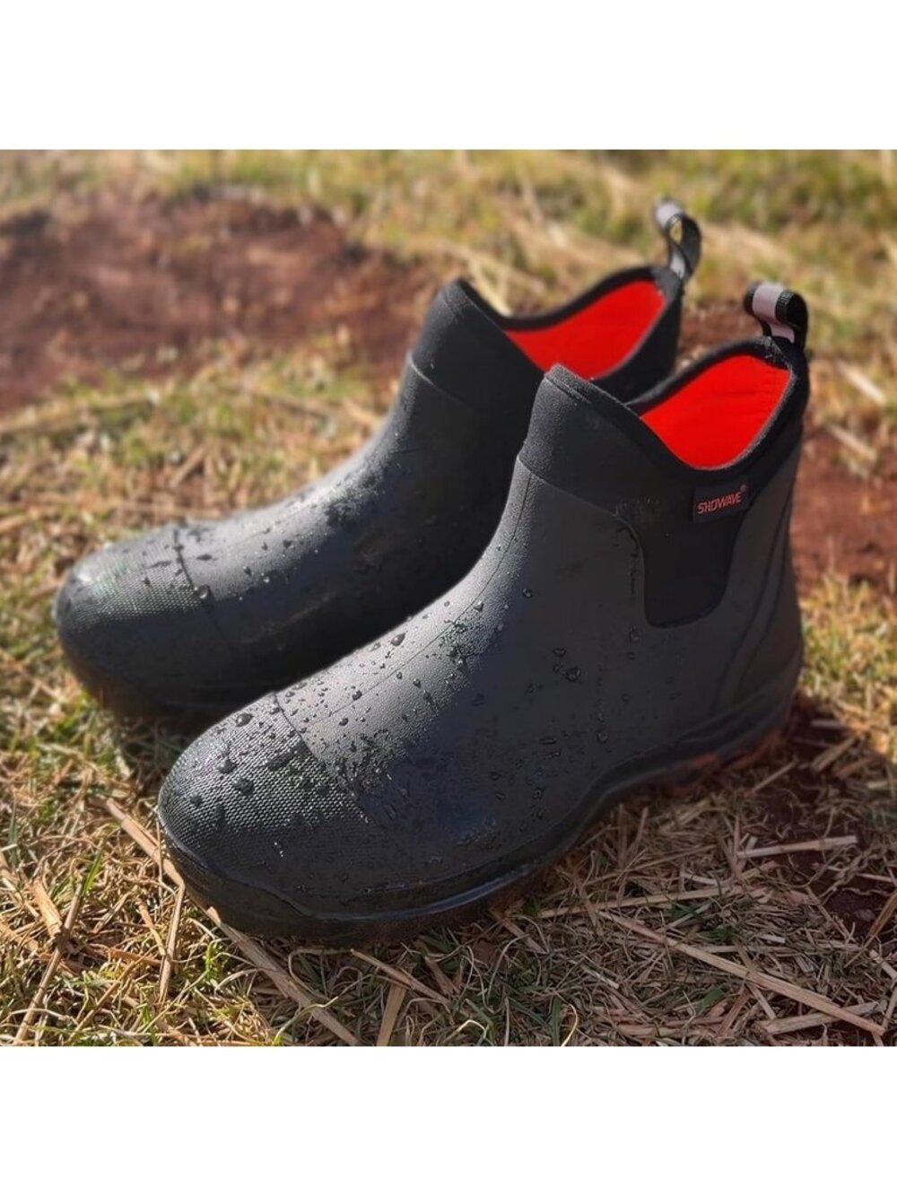 Men's Olive Lightweight Ultra-Light Mud Rubber Fishing Waterproof Rain Boots - Picture 3 of 6